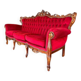 Vintage red baroque armchair / three-seater sofa