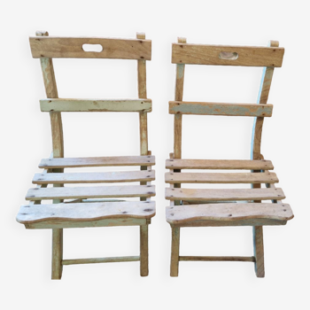 Paire de chaises d'enfant  en bois