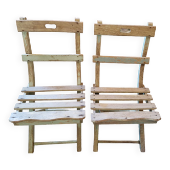 Paire de chaises d'enfant  en bois