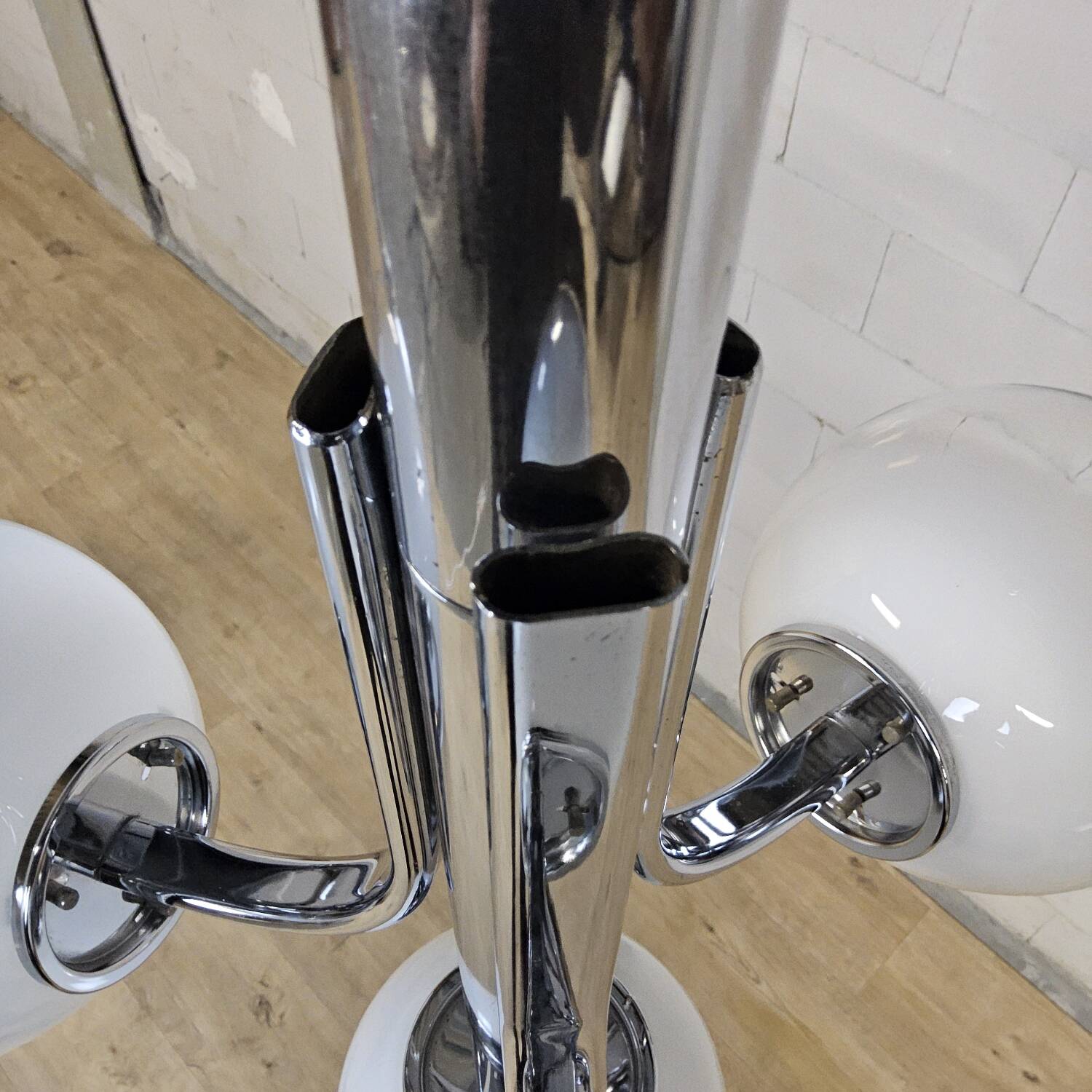 Vintage Space Age Chrome and Murano Glass Italian Pendant Lamp
