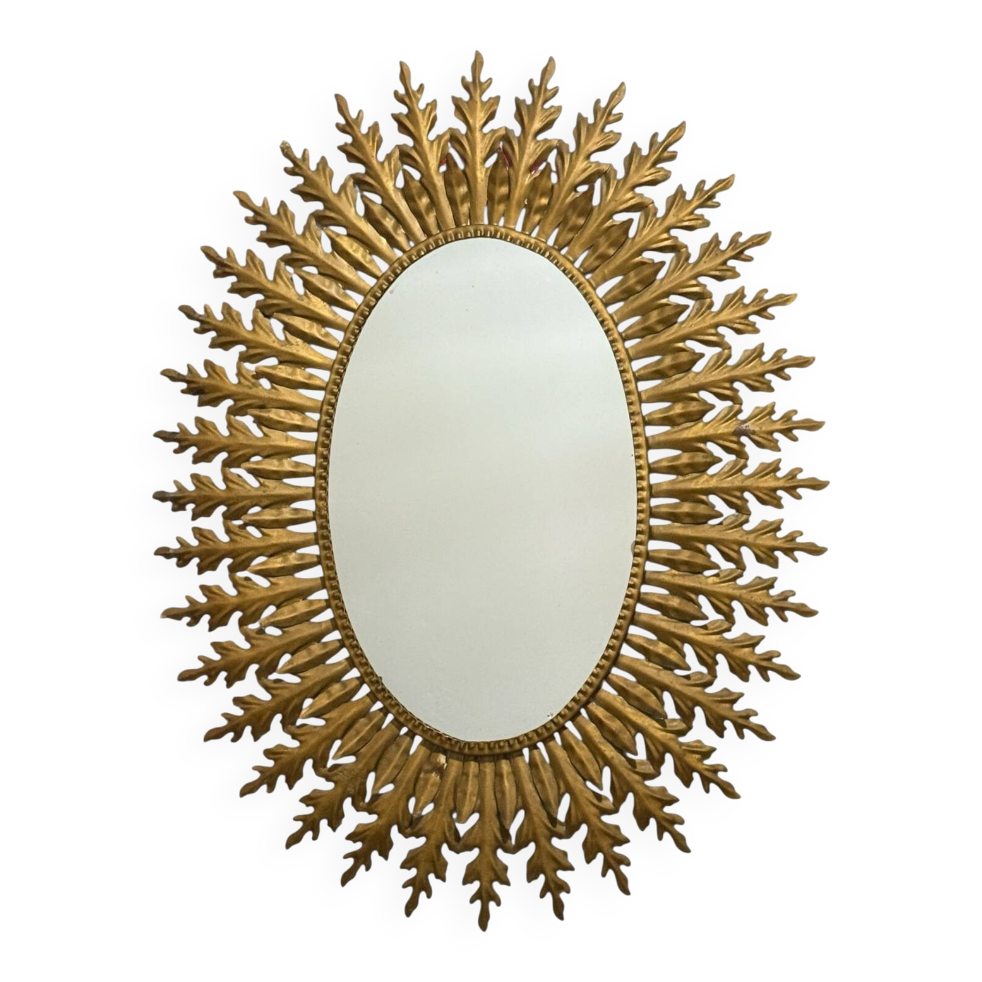 1950s wrought iron sunburst mirror from Spain and Ibiza