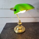 Lampe de bureau vintage en laiton abat-jour en verre