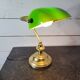 Vintage brass desk lamp with glass shade