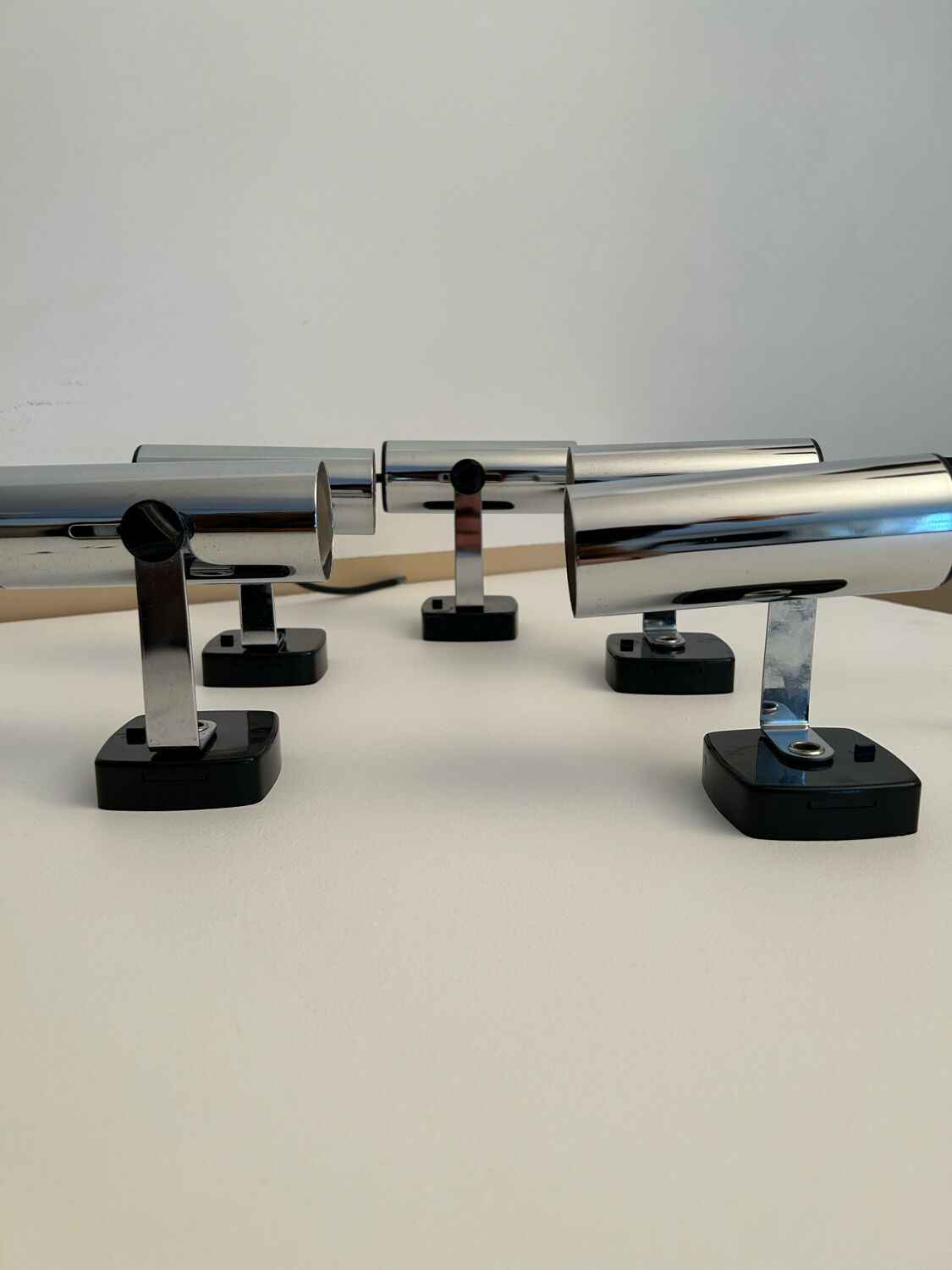 Set de 5 appliques vintage orientable chromée, Italie 1970