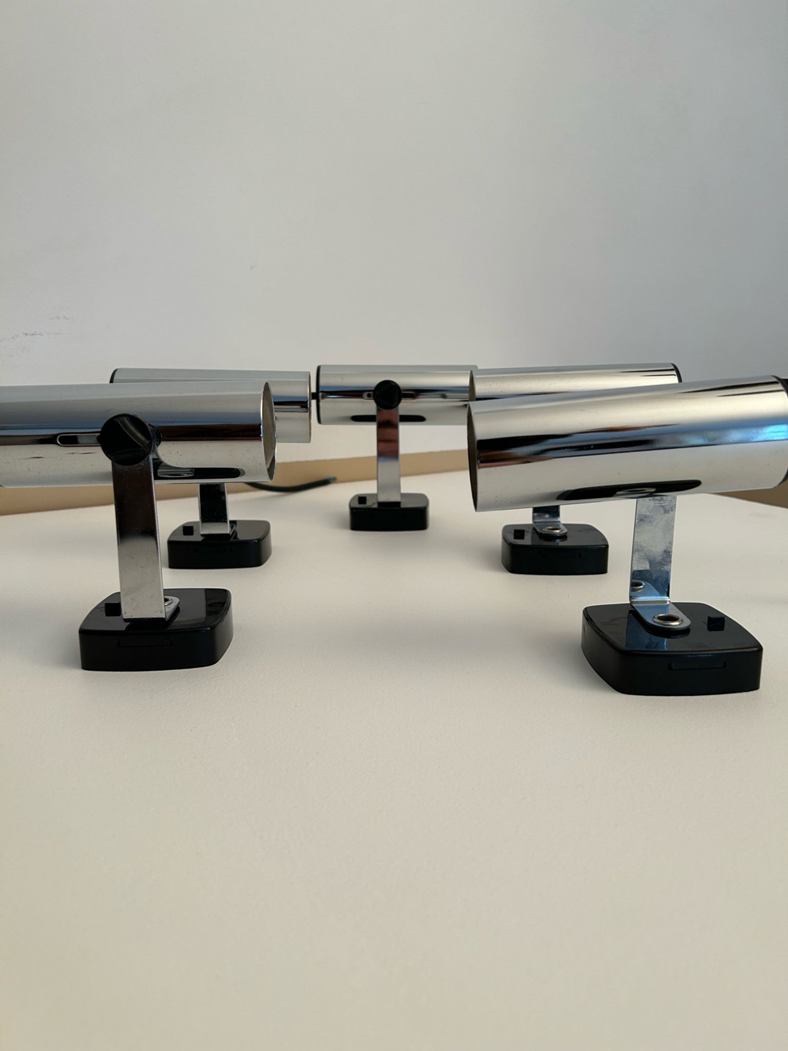 Set de 5 appliques vintage orientable chromée, Italie 1970
