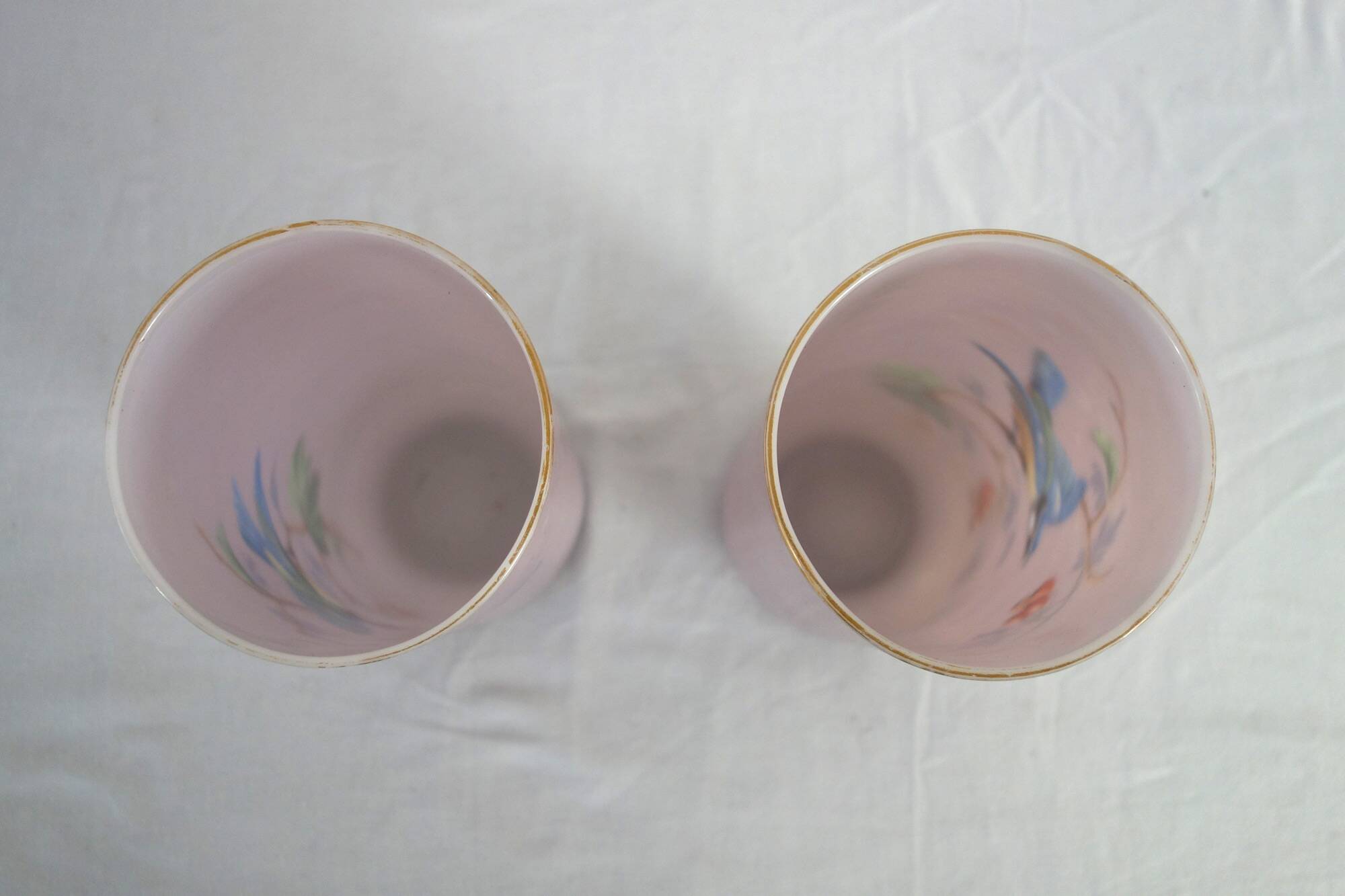 Pair of pink opaline vases from the 1920s