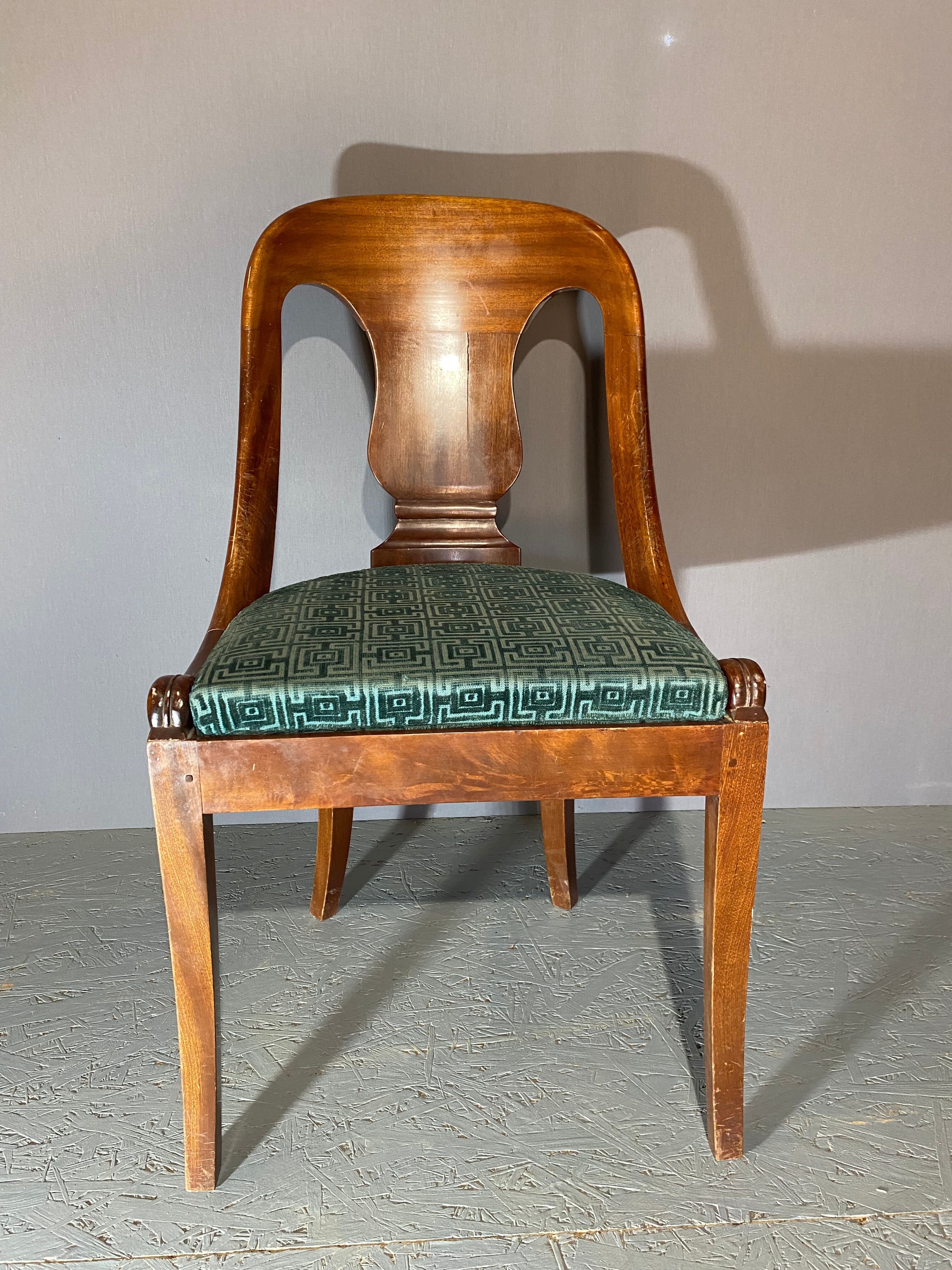 Pair of empire style gondola chair