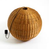 Very rare original XXL rattan ball pendant lamp | Mid Century Modern | Ø 66