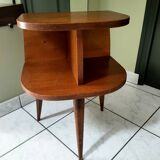 Vintage oak tripod bedside table