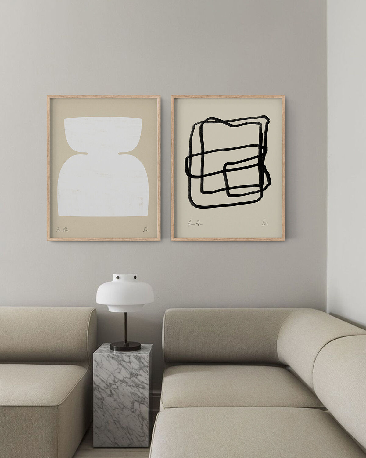 Pair of prints, abstract wall art set of two, 50x70cm