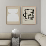 Pair of prints, abstract wall art set of two, 50x70cm