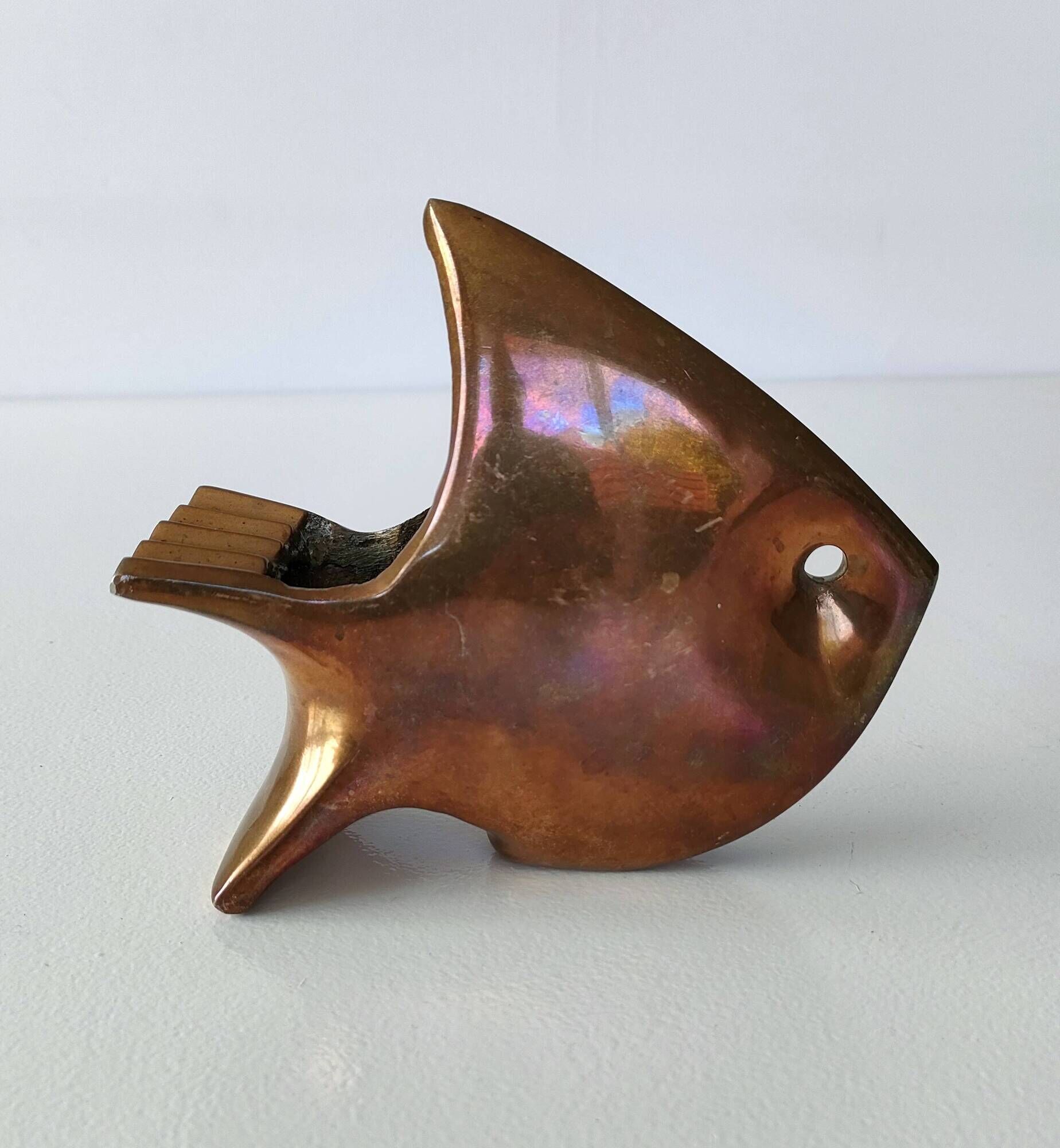 André Bloc - Sculpture/Modernist Ashtray Angel Fish - 50s - Bronze