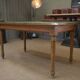 Oak and brass dining table Banque de France 1900