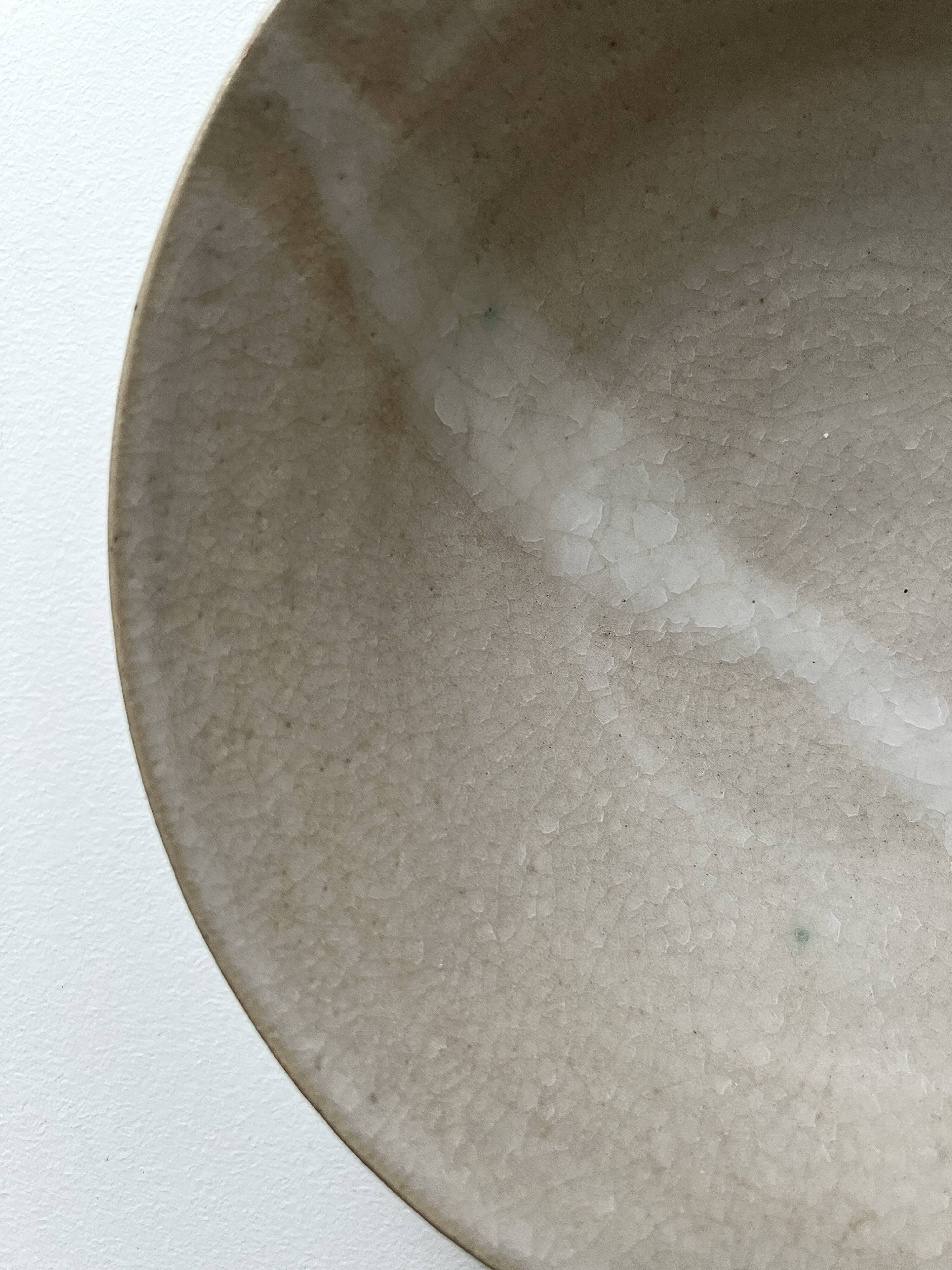 Turned stoneware bowl with crystallisation glaze, Japanese workshop work.