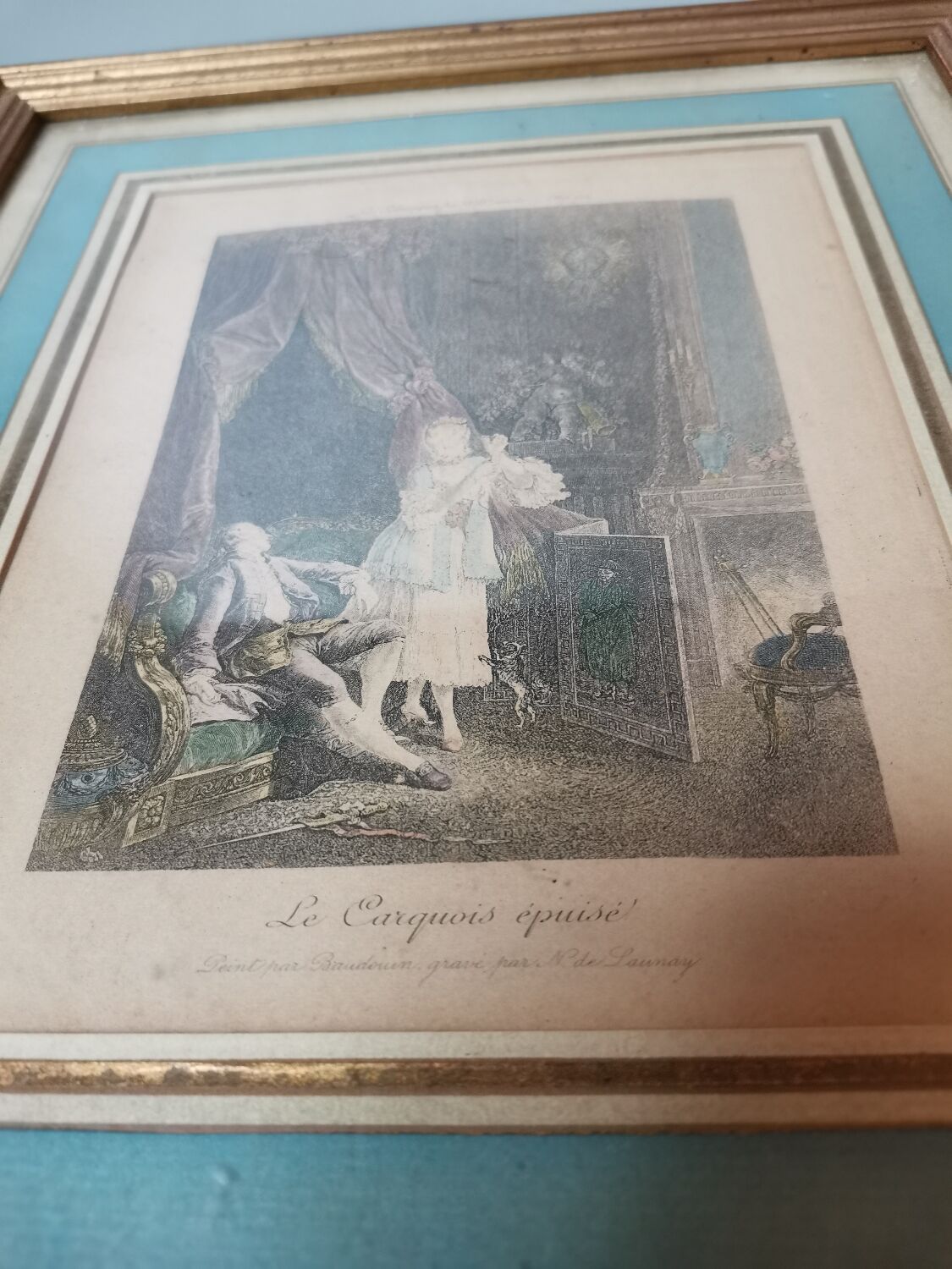 Engraving the prints of the XVIII Baudoin N de Launay vintage framed