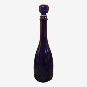 Carafe-bouteille en verre bleu cobalt, bouchon hermétique