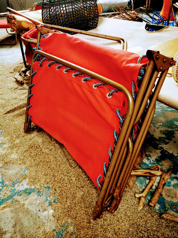 Camp bed or vintage sunbathing