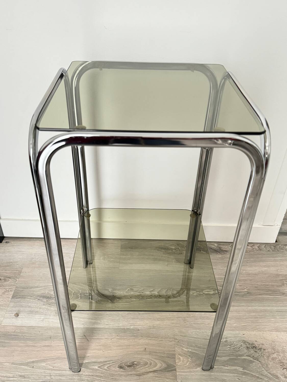 Antique vintage smoked glass side table / end table