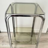 Old vintage smoked glass side table / end table
