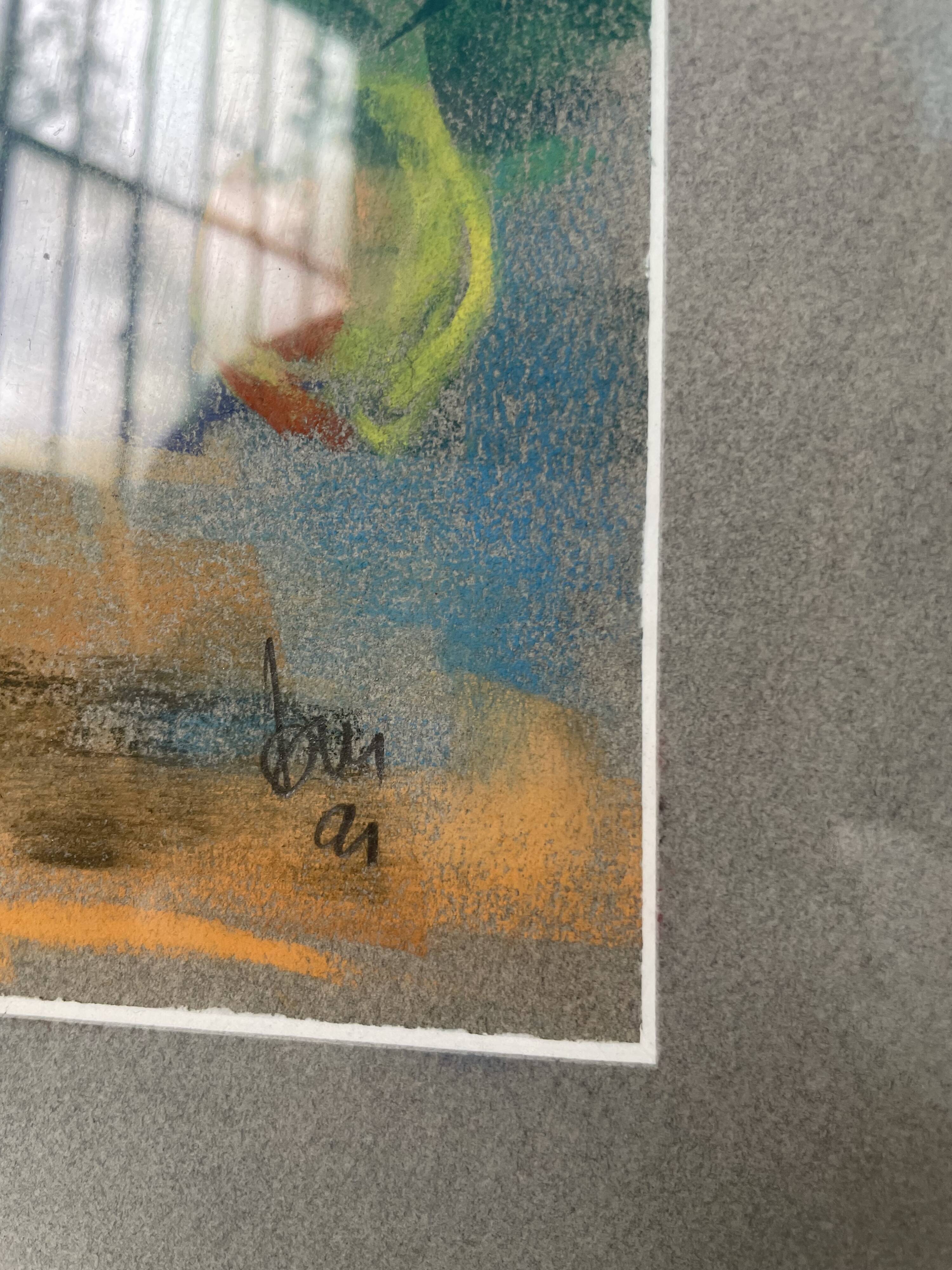 Oil chalk drawing flowers