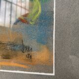 Oil chalk drawing flowers