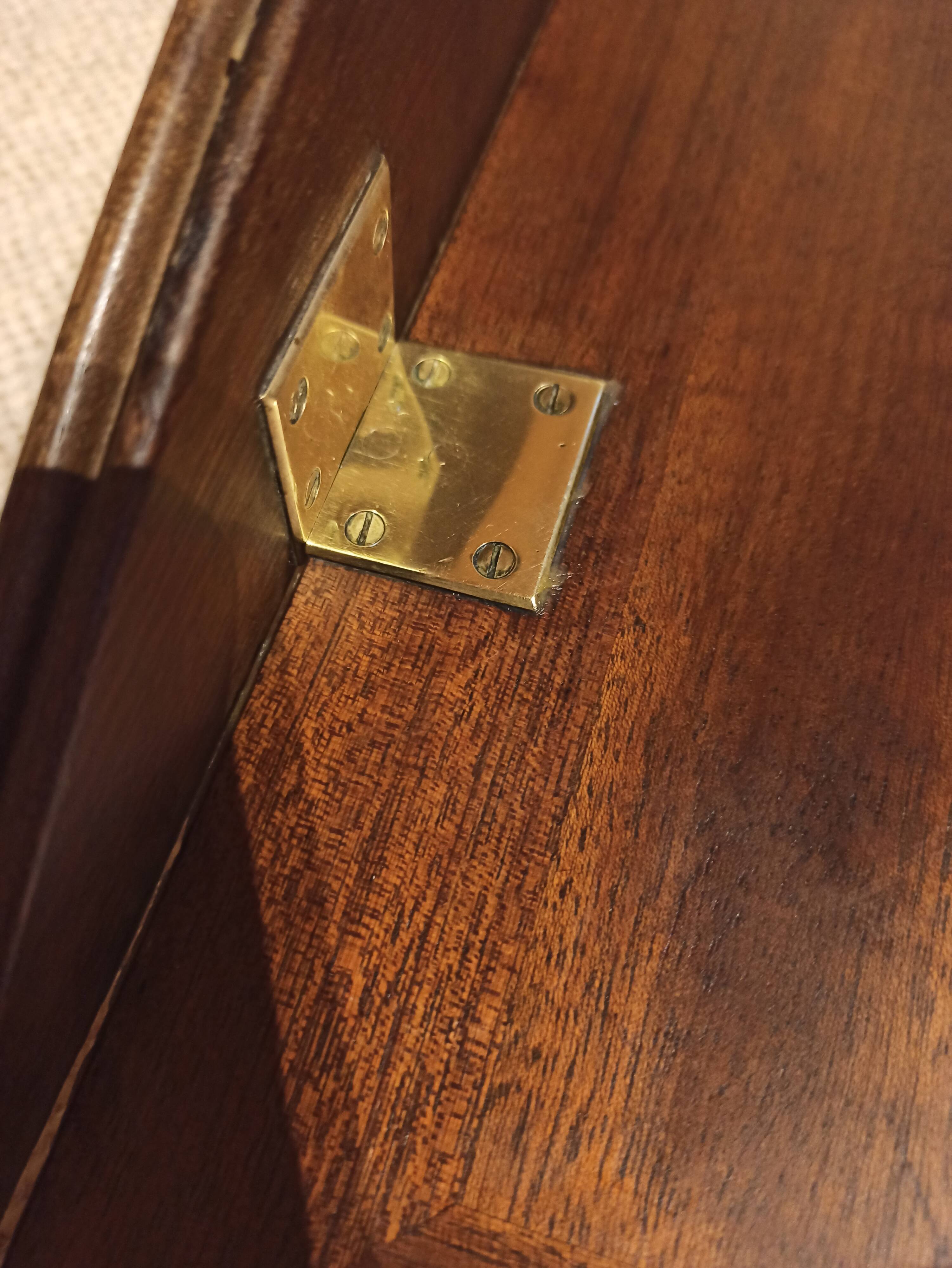 Folding coffee table type Butler marine boat wood and brass mahogany