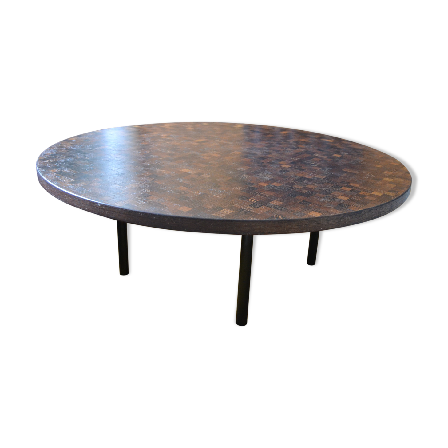 Table low marquetry in wenge