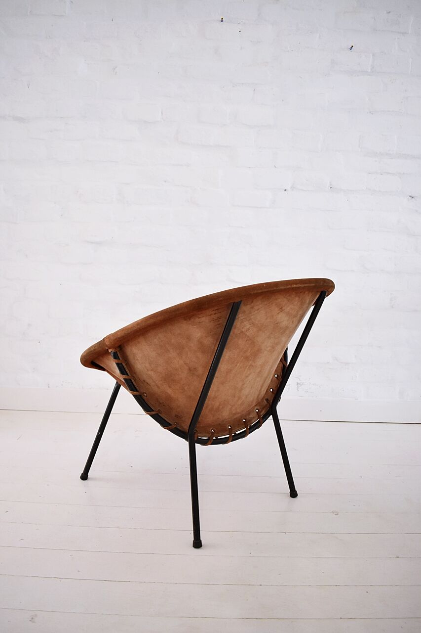 Vintage balloon suede easy chair, 1960s, Hungary
