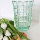 Green crystal vase, vintage French