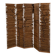 Wooden screen with slats, black plant decoration.