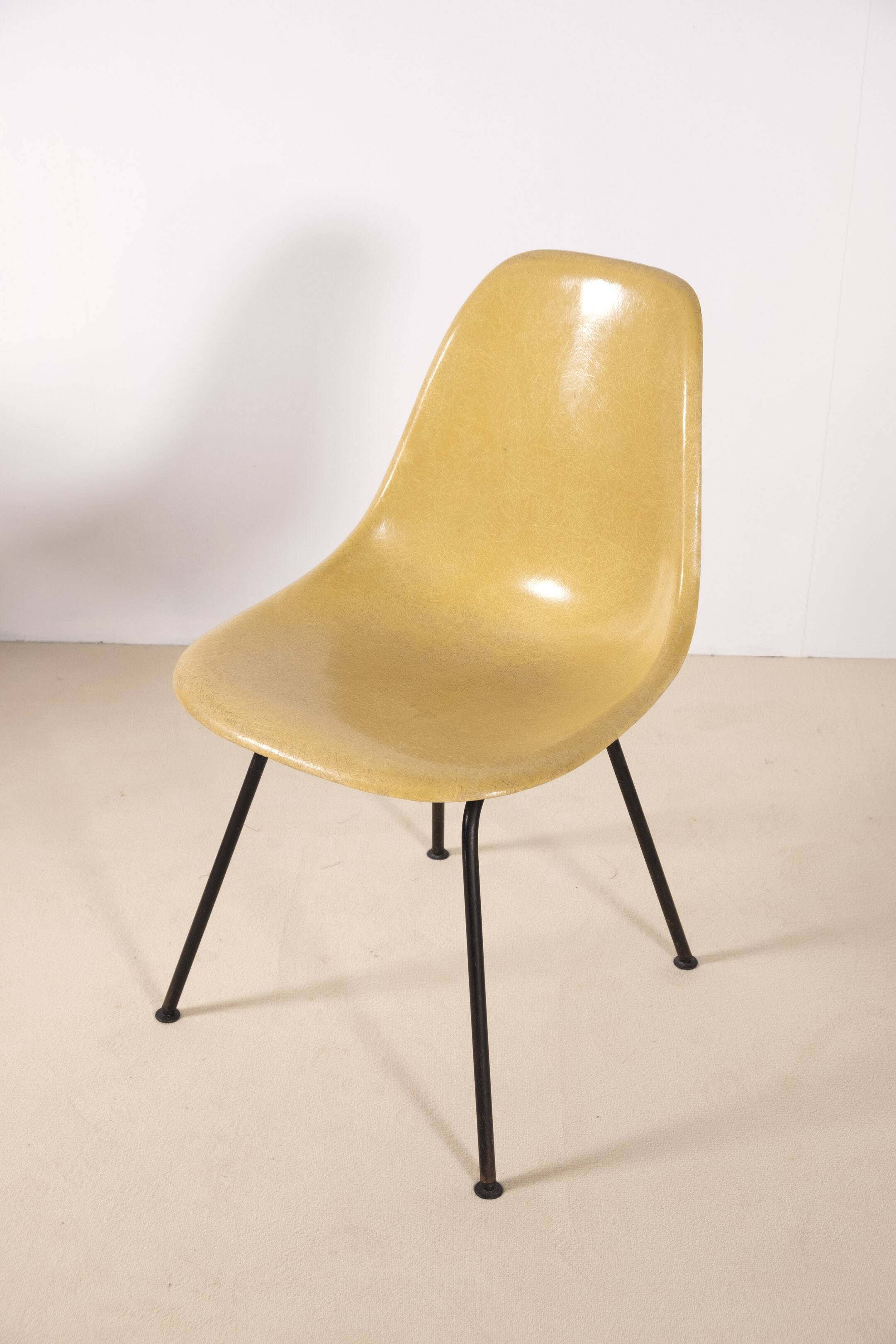 Eames Ocher Side Chair on H Base, Herman Miller 1960s