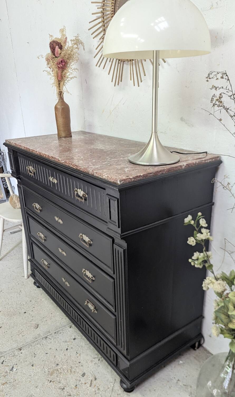 19th-19th Century Chest of Drawers with Shabby Patina