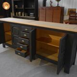 Large 4-door, 5-drawer sideboard in solid oak, 1950s