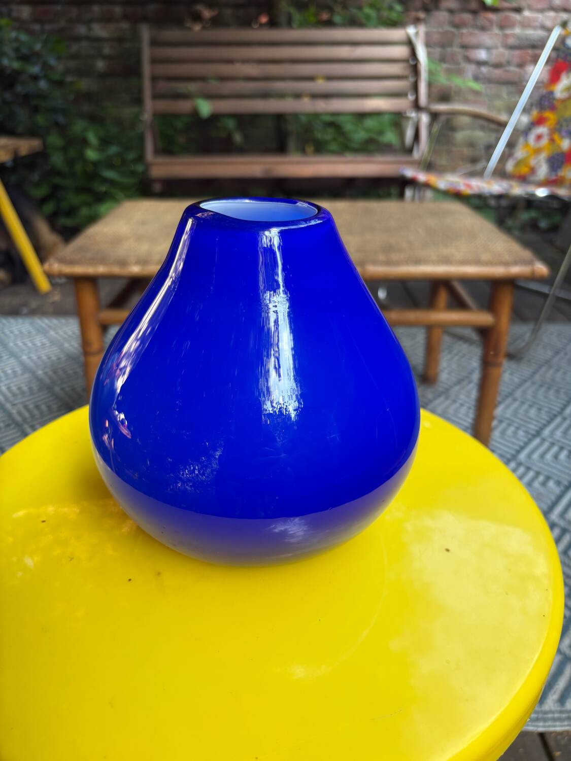 Small blue opaline vase