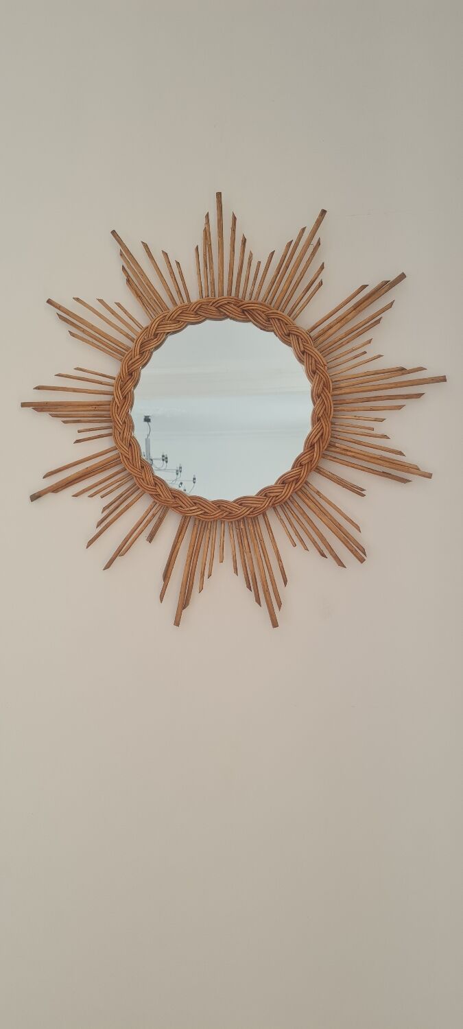 Rattan sun mirror 1960, 55 cm