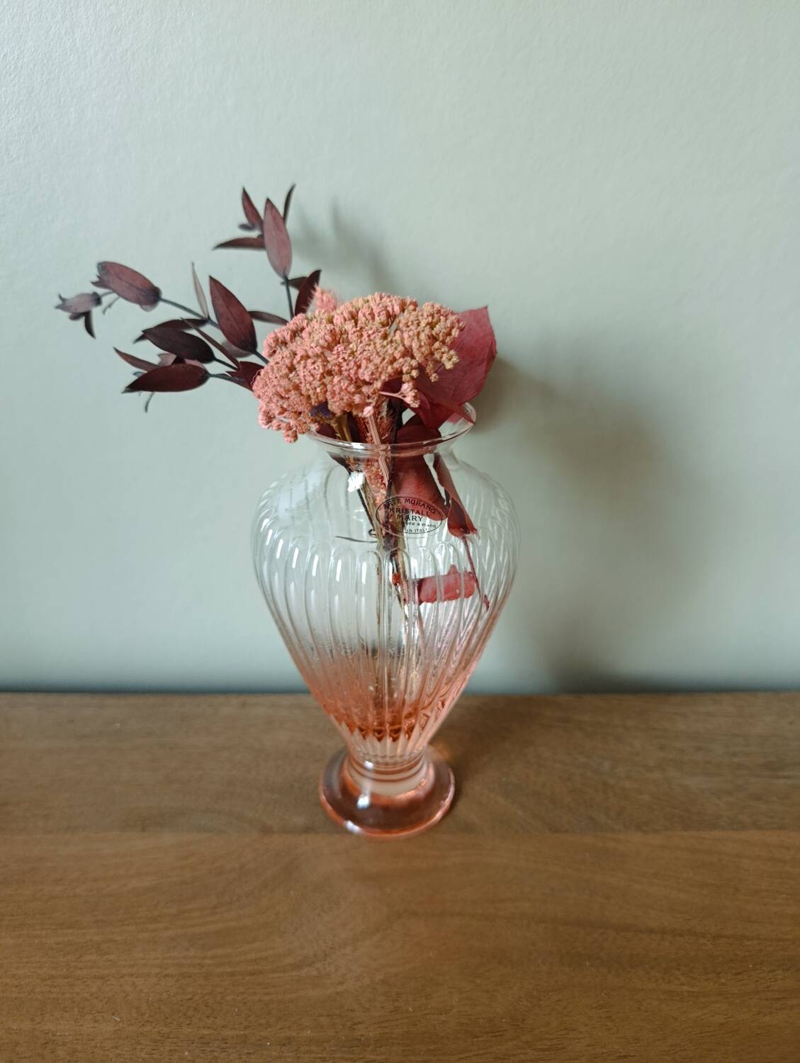 Murano pink gadrooned vase | Kristall Mary workshop - Italy |