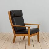Hans Wegner GE 265 armchair  for Getama in Oak & Black Leather, Denmark