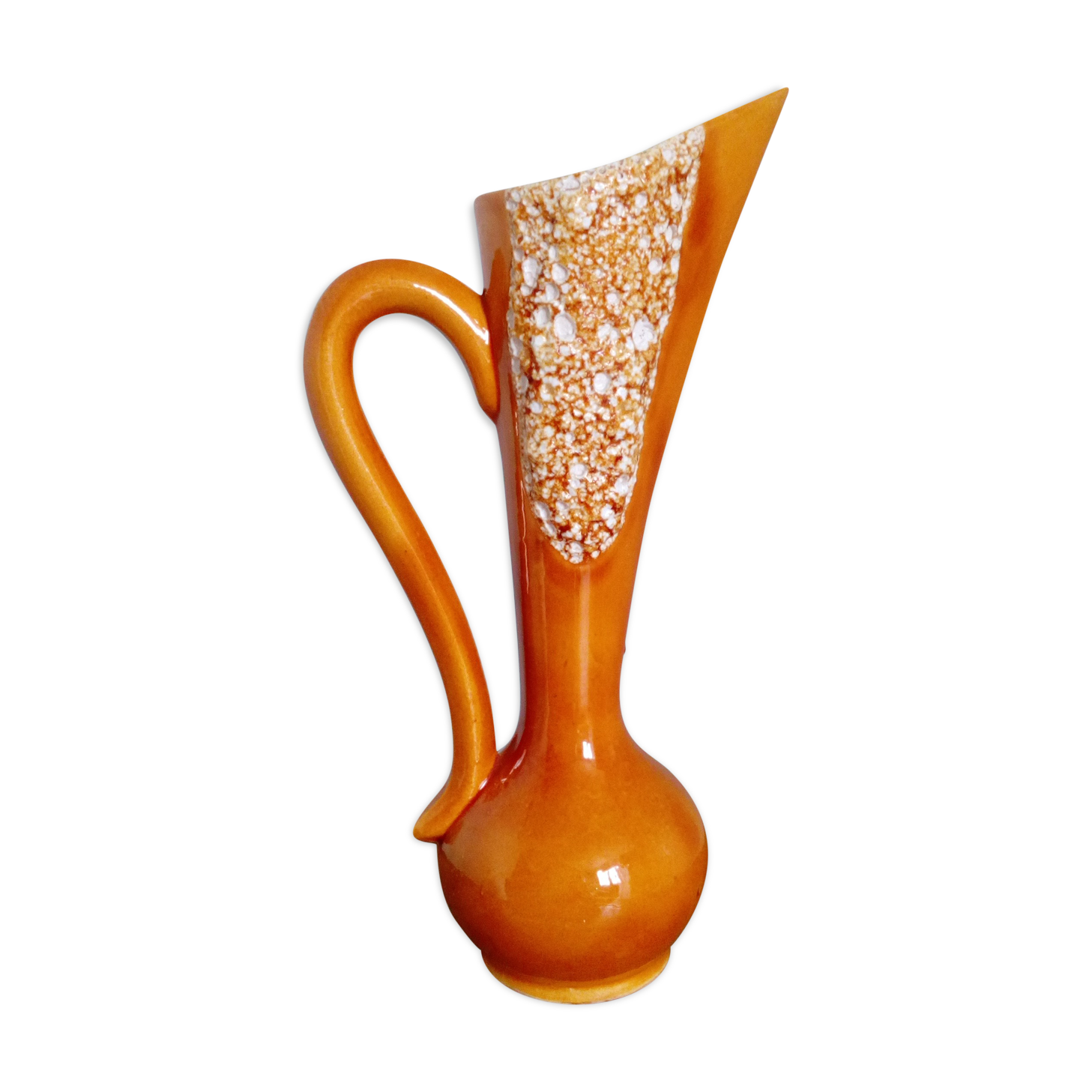 Vase soliflore jaune doré décor fat lava ou écume de mer