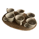 Lots de 6 tasses en faïence imitation grès