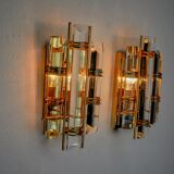 Pair of Venini wall lamps, half-moon glass, murano, Italy 1970