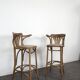 Pair of curved wooden bistro bar stools