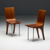 Postmodern Walnut Dining Chairs, Italy, 1980s