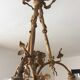 Former Louis XVI-style bronze chandelier 3 pink fires made of Czechoslovakia glass paste