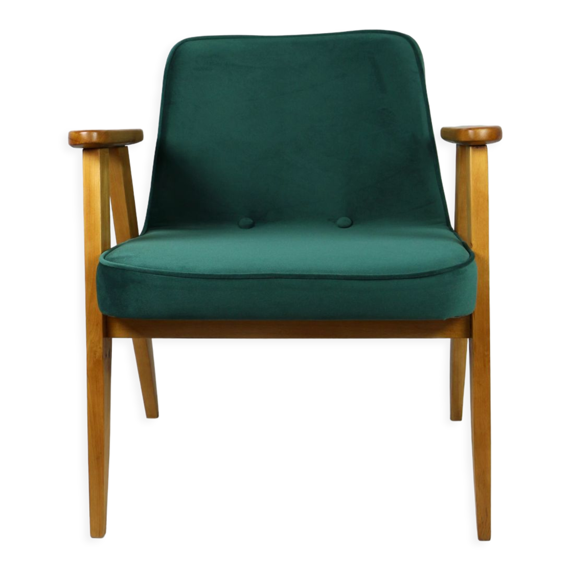 366 Lounge Chair in Green Velvet by Józef Chierowski, 1970s