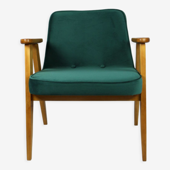 366 Lounge Chair in Green Velvet by Józef Chierowski, 1970s