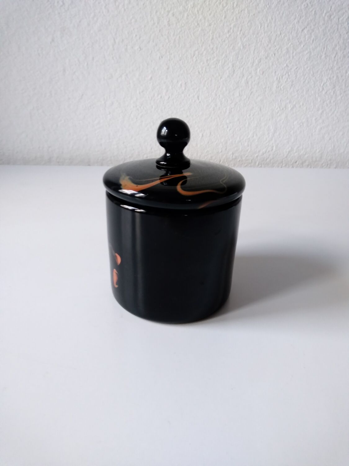 Black opaque glass box with WV glass stamp