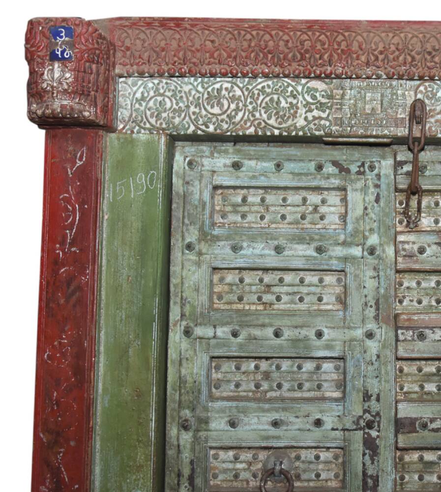 Old Indian door in old teak, original piece and patina