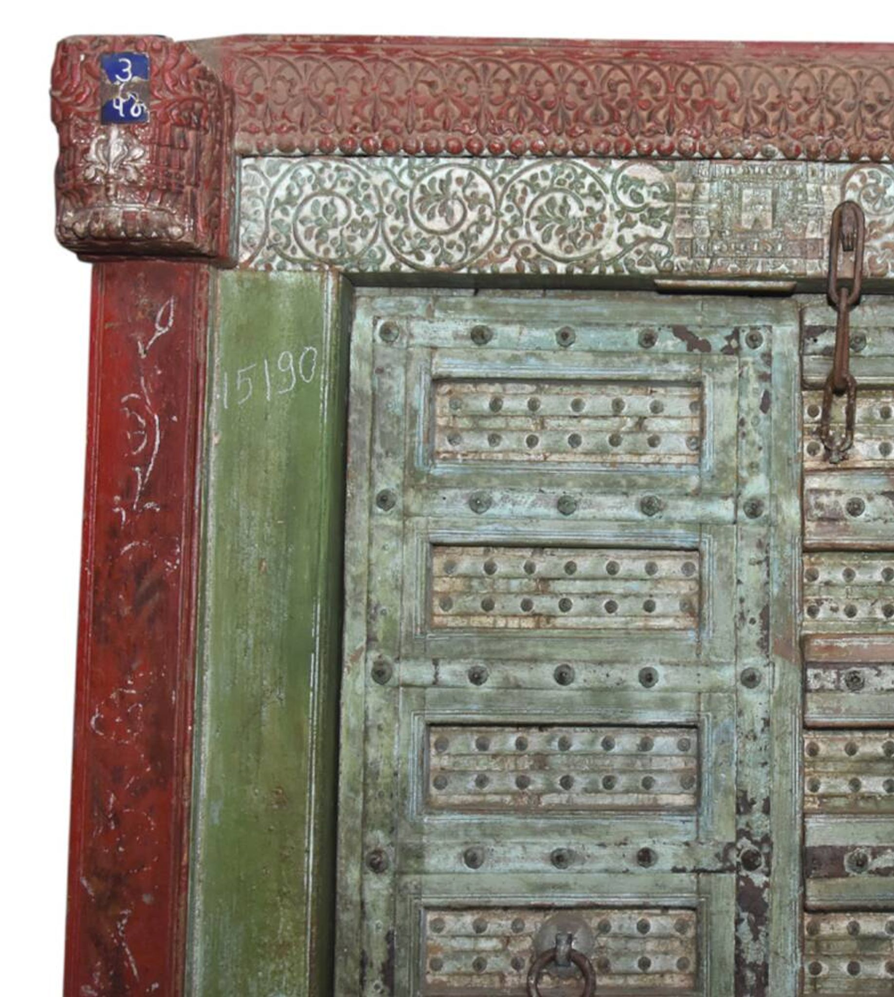 Old Indian door in old teak, original piece and patina