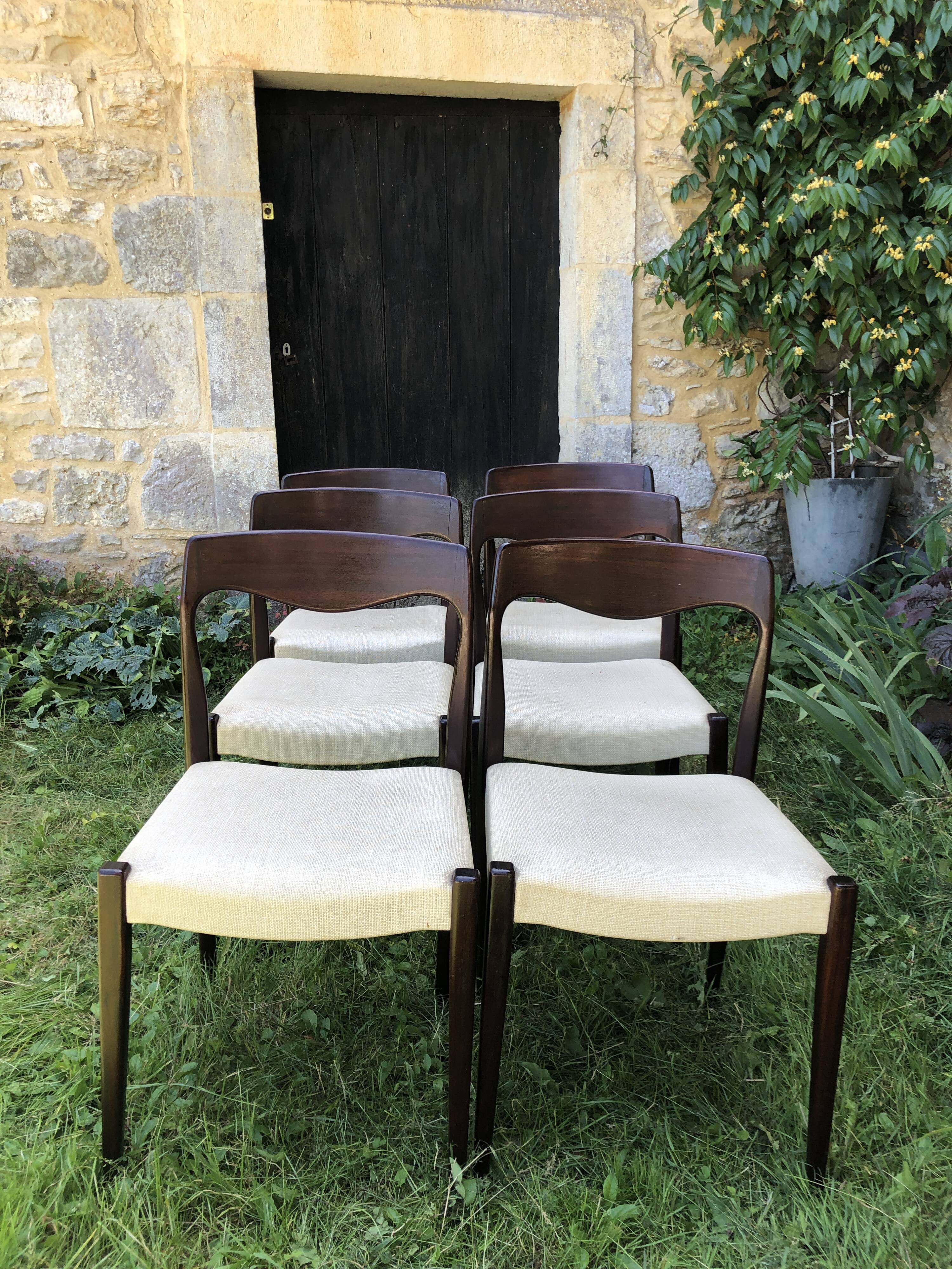 Six Scandinavian chairs by Niels Otto Møller.
