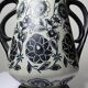 Antique art deco vase 1920-40 in fine stoneware, art nouveau and chinoiserie style, decor